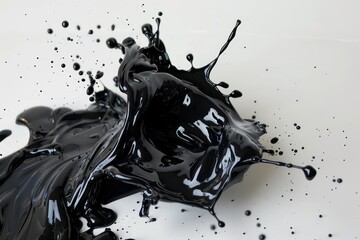 image of black liquid splash on white background - 759221601