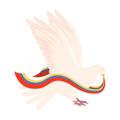 Peace dove character with flag Vector