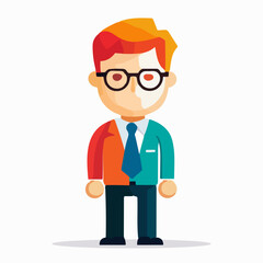 Man With Glasses and Tie Standing vector illustration