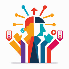Group of People Raising Hands in the Air vector illustration