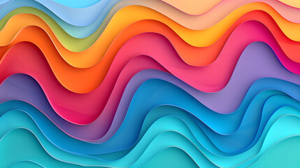 Vague abstraite vibrante : Un superbe design découpé en papier en couches avec des dégradés de couleurs vives et des formes fluides.