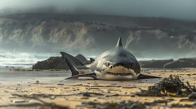 Picture of shark in the beach
