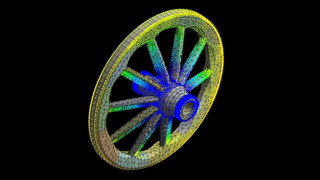 Mechanic simulation engineering - Displacement and stress finite element analysis of wheel