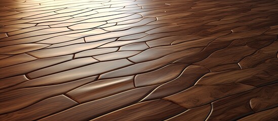 A close up of a hardwood floor with a brick pattern. The brown wood stain enhances the natural...