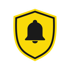 Shield icon with bell. Illustration