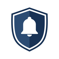 Shield icon with bell. Illustration