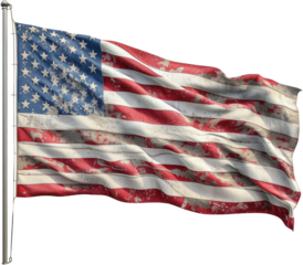 American flag waving proudly on pole