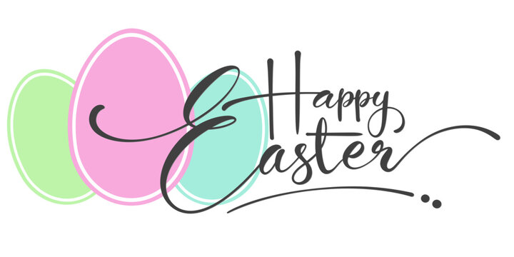 happy easter letter hand writen calligraphy. vector eps	