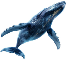 Majestic Blue Whale Swimming in the Dark Ocean Waters