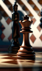 A chess piece on a chessboard, closeup