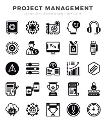 Project Management Icons bundle. Lineal Filled style Icons. Vector illustration.