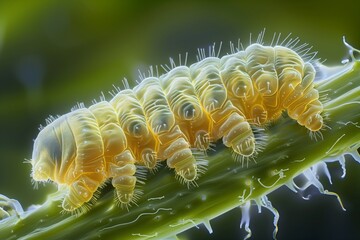caterpillar like microscopic creature under a microscope