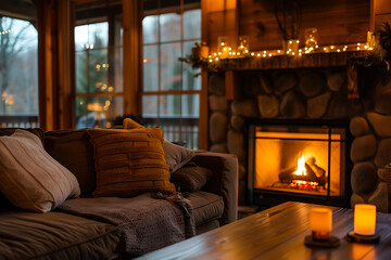 A Cozy Living Room With Fireplace and Furniture