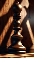 A chess piece on a chessboard, closeup