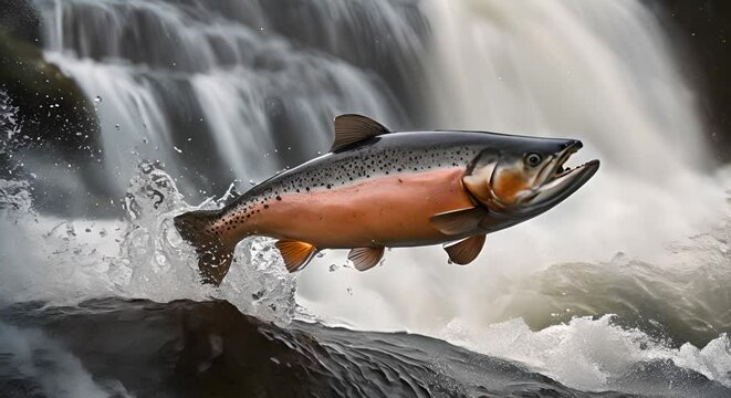 Salmon in a river.