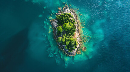 drone photography island in the middle of