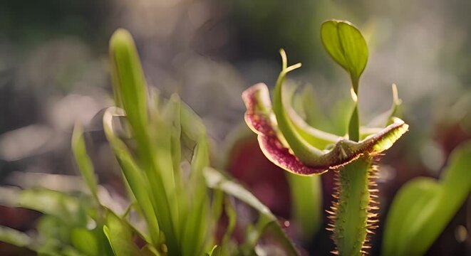 Carnivorous plant in the forest.