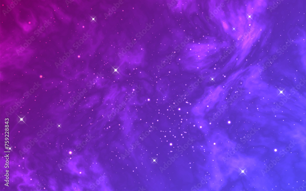 Wall mural galaxy background. color starry universe. cosmos wallpaper with stardust. realistic glowing nebula w