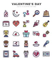 Set of Valentine'S Day icons. Vector Illustration.