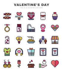 Valentine'S Day web icons in Lineal Color style.