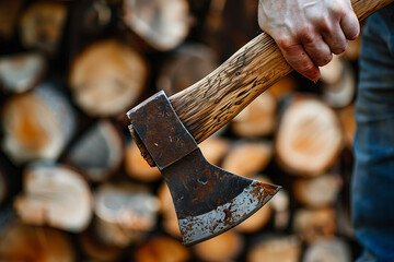 Person Holding an Axe Close Up