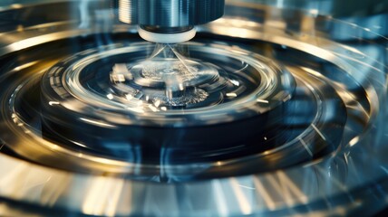 Close-up of a centrifuge spinning at high speed, with samples inside being separated based on density