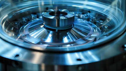 Close-up of a centrifuge spinning at high speed, with samples inside being separated based on density