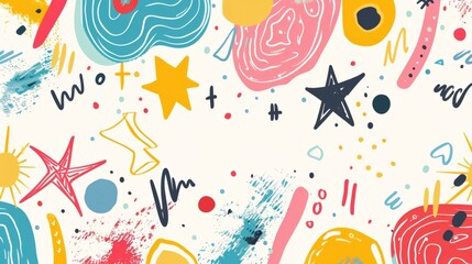 Doodles background with cute bright colorful elements generative ai