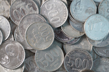 Close up - Indonesia coin rupiah. Background. Concept of saving money