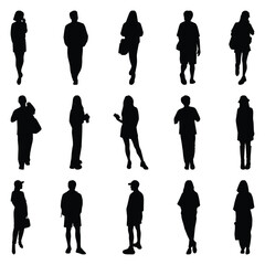 Vector collection set of individual people silhouettes.	
