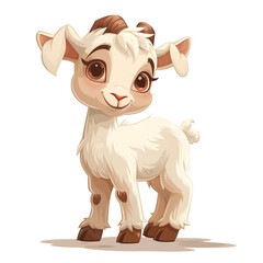 Cute Funny Cartoon Goat, Illustration for Children Book, Generative AI