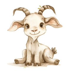 Cute Funny Cartoon Goat, Illustration for Children Book, Generative AI