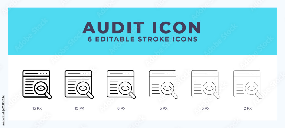 Poster audit stroke icon for web. mobile apps and ui.