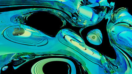 Swirling blue and green abstract digital art