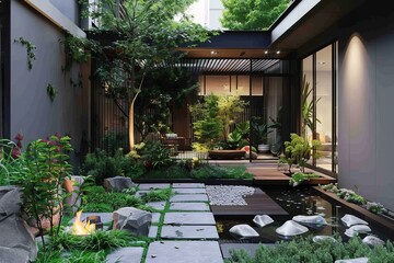 Obraz premium house with modern design of the garden