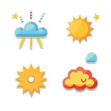 Illustrate flat vector icon for weather sun rain cl