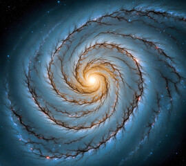 Spiral galaxy with stars in the universe. Generative ai