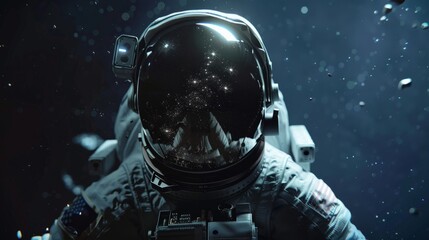 closeup of an astronaut orbiting through space generative ai