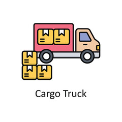 Cargo Truck vector filled outline icon design illustration. Manufacturing units symbol on White background EPS 10 File