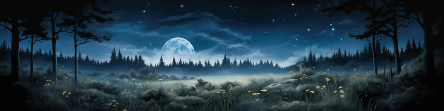 Night forest botanical