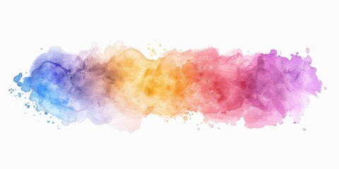 Lively watercolor smear with bold streaks of yellow, pink, and purple, symbolizing energy and movement on a stark white backdrop.