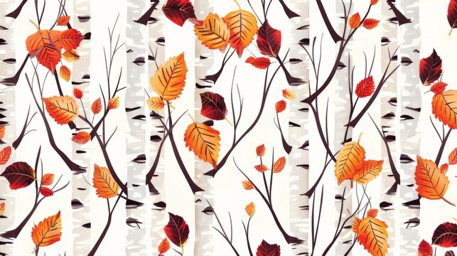 autumn illustration of trees generative ai