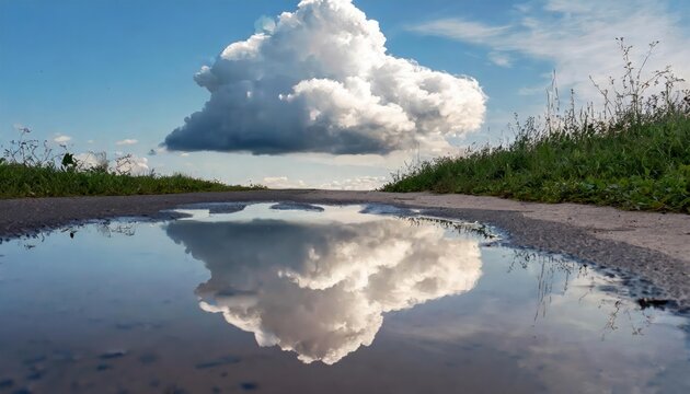 Generated image of reflection of a cloud in a puddle