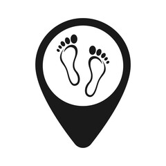 Pin icons with human footprints. Illustration