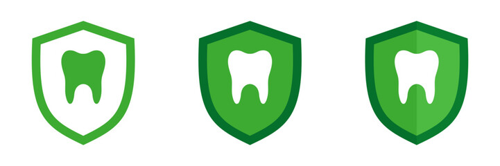Shield icon set with tooth, illustration