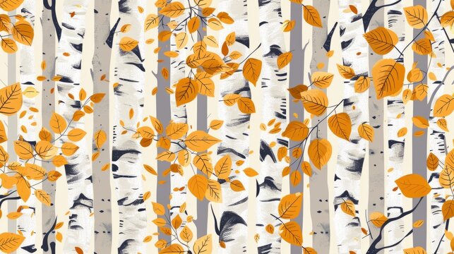 autumn illustration of trees generative ai