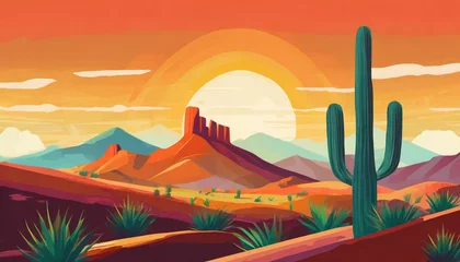 Fotobehang arizona desert landscape illustration background © Joseph