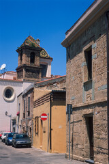 church, Oristano, historic center. Dome of the Carmine cloister. Oristano, Sardinia, Italy