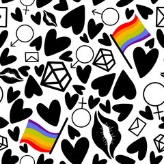 Abstract pride doodle seamless lgbtq rainbow pattern for fabrics and linens and summer party accessories