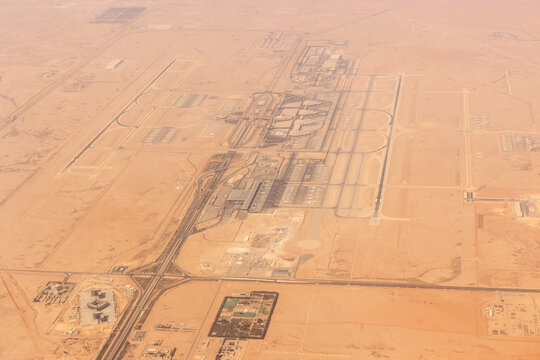 Aerial view of King Khalid International Airport in Riyadh, Saudi Arabia